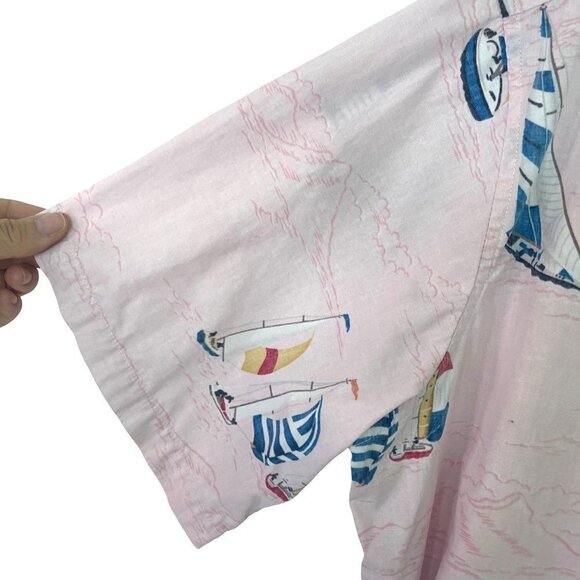 Reyn Spooner Mens Shirt Pink Size XL Button Front Sailboat Print Pure Cotton - Picture 3 of 11